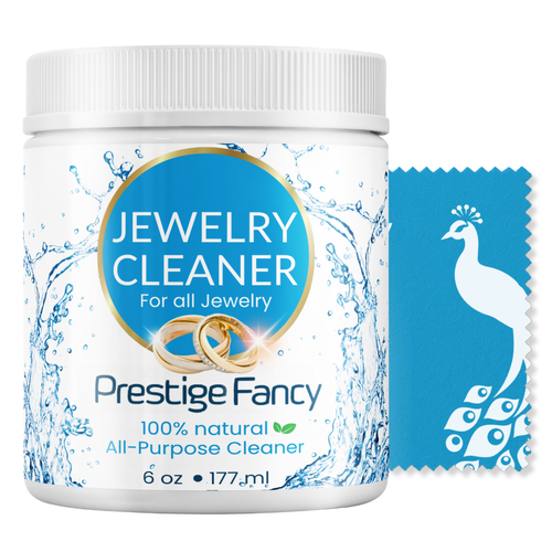 Jewelry cleaner product with a peacock design on a white background