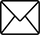 Black outline of an envelope on a white background