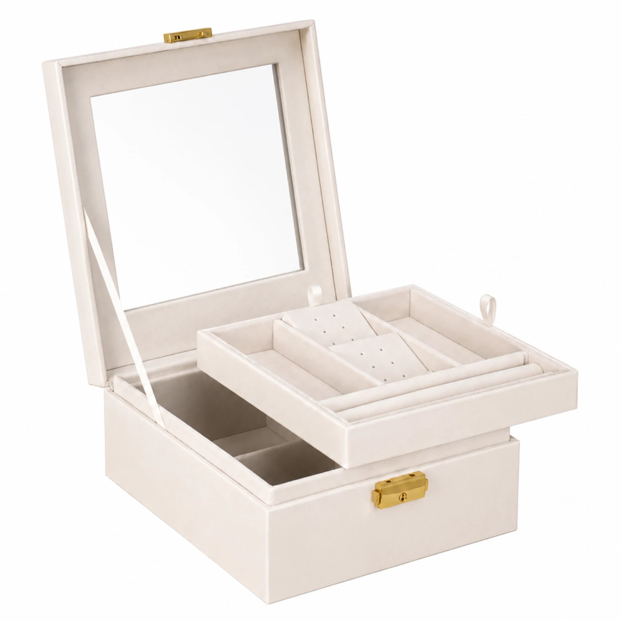 Ivory jewelry box with a mirror 