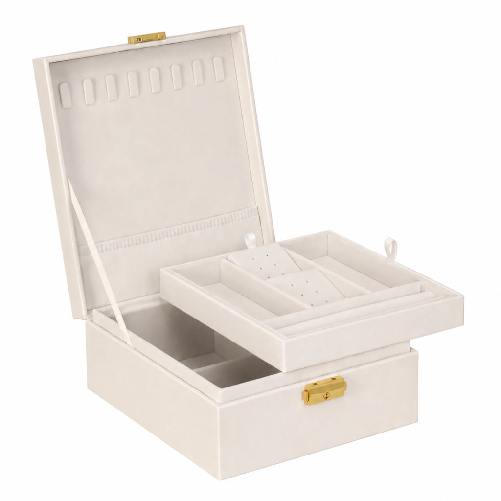 Ivory jewelry box with gold accents