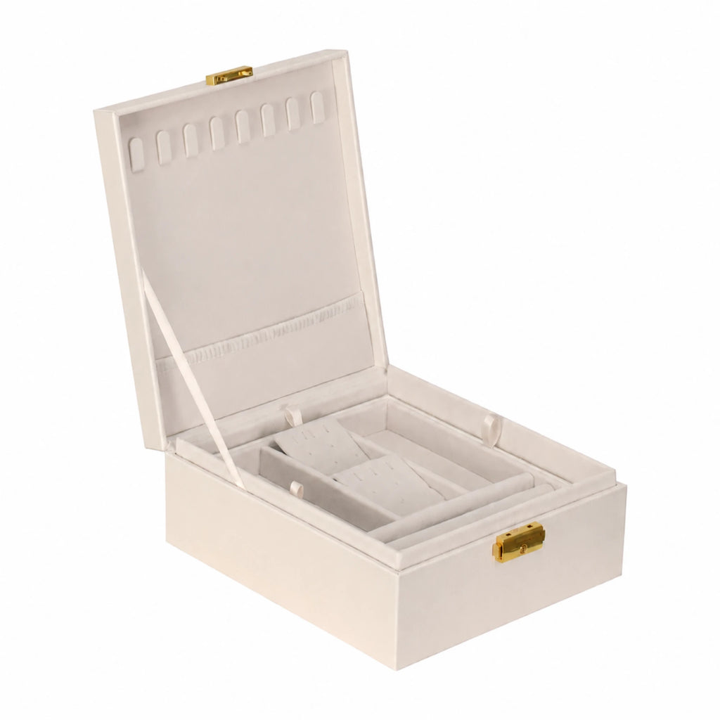 Ivory jewelry box with gold accents